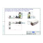 ავტომატური ბრტყელი ქვედა ჩანთა ზედა სტიკერის ჩანთით, რომელიც ქმნის შევსების დალუქვის შეფუთვის შეფუთვის ხაზს ჩვენი კლიენტის შეკვეთით